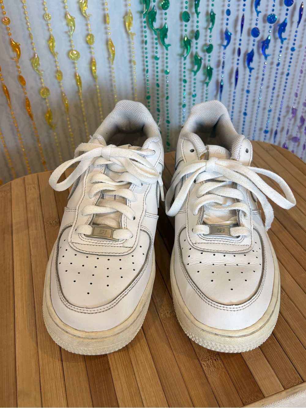 Nike White Leather Lace-Up Sneakers